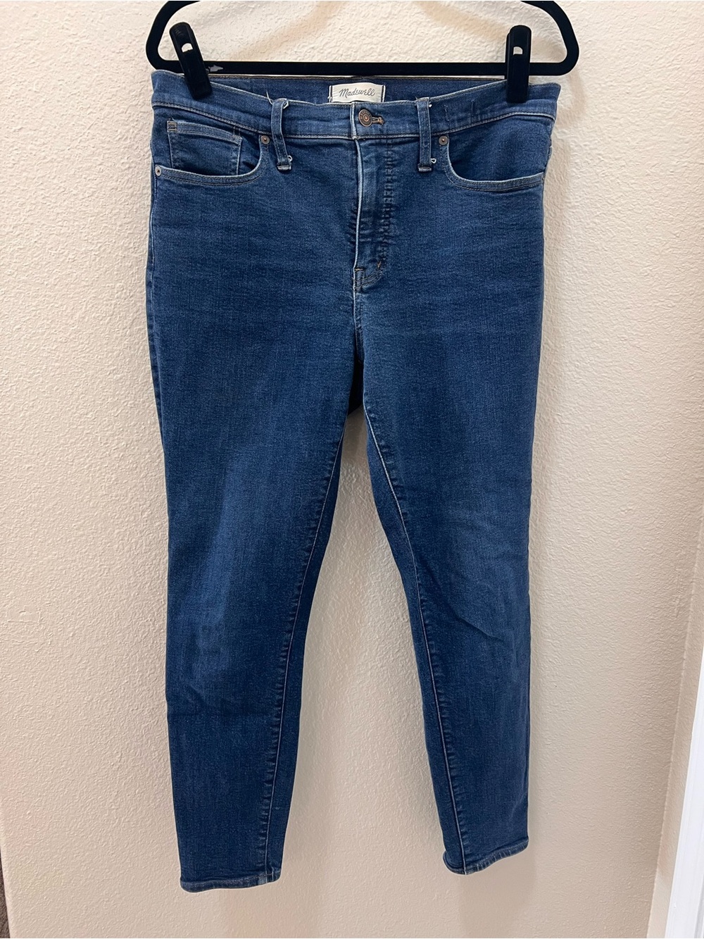 Madewell Mid-Rise Skinny Jeans in Dark Blue Wash